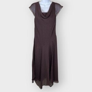 Y2K Rena Rowan Dress | 12 | Chiffon Cowl Drop Waist Hanky Hem | Forest Fairy